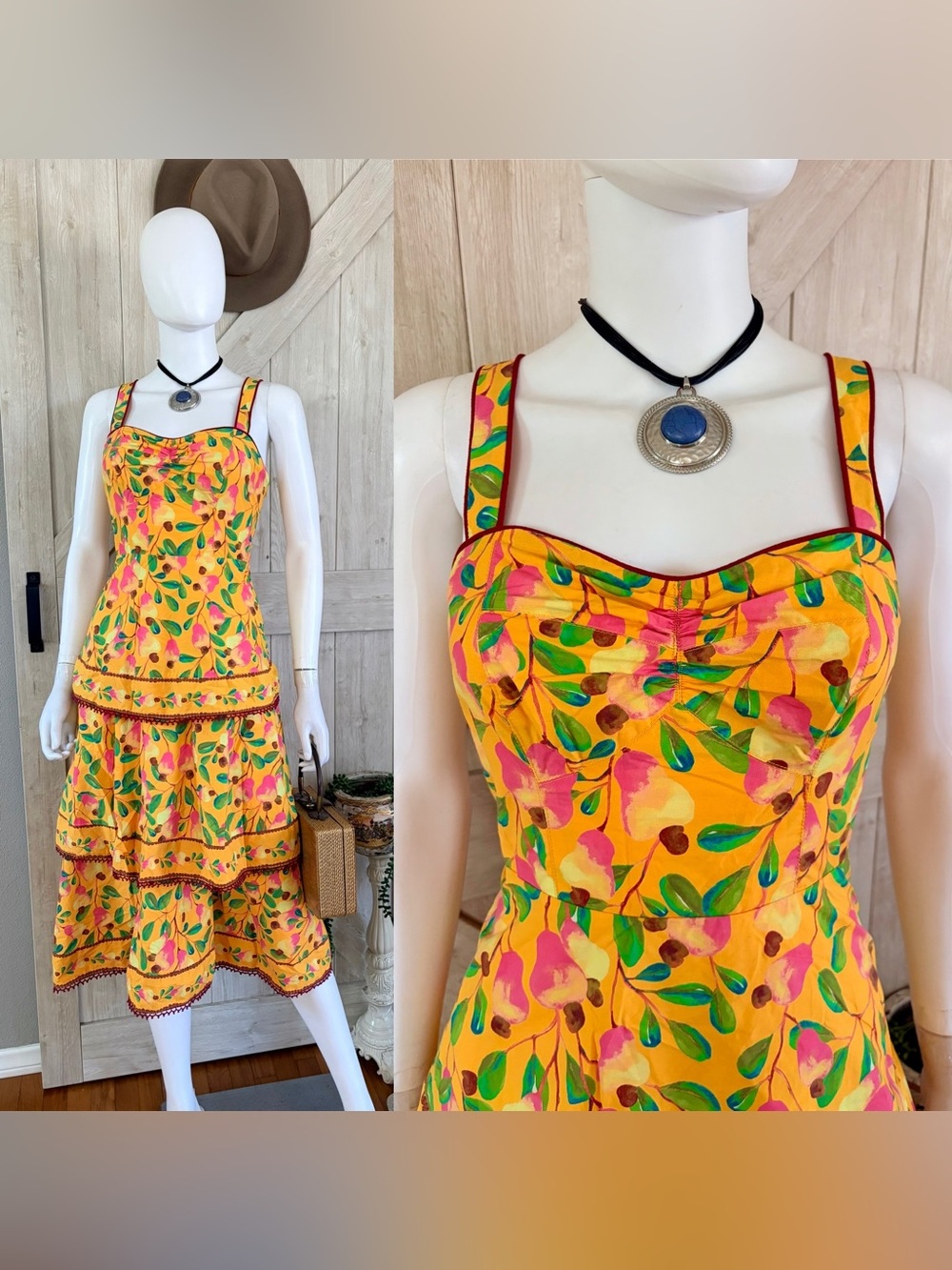 Anthropologie Farm Rio Cashew Midi Dress